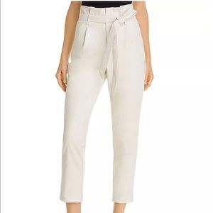 Faux leather paperbag-waist pants